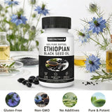 Ethiopian Black Seed Oil, Purely Nutrient Ethiopian BlackSeed Oil Capsules with Thymoquinone, Organic Cold-Pressed, 60 Softgels