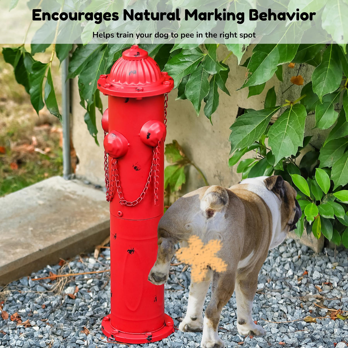 CaliDecor Fire Hydrant for Dogs to Pee On, 24" Metal Dog Fake Fire Hydrant Pee Post Red for Outdoor Training, Pee Pole with Ground Stakes, Fillable Base for Yard, Garden, Patio