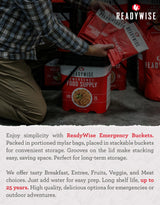ReadyWise Emergency Food Supply - 14 Day, 150 Servings Emergency Freeze Dried Food Bucket, Protein Meals, Camping Essentials, Survival Kit, Disaster Prepping Supplies, up to 25 Year Shelf Life