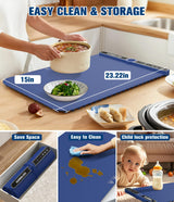 Food Warming Mat, Rapid Heating Electric Warming Tray with 9 Temp Setting and 6 Hours Timer,Foldable Warming Trays for Food, Portable Food Warmers for Parties Buffet, Blue
