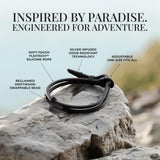 Rowdy Parrot FlexTech™ Adjustable Silicone Braided Rope Bracelet for Men - Waterproof, Sweatproof, One Size Fits All - Featuring Religious Christian Jesus Cross Design (Black Sand | Black Lagoon)