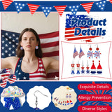 fulasiteu 5 Pairs Patriotic 4th of July Earrings for Women,American Flag Dangle Drop Stud Earrings Fourth of July Accessories Independence Memorial Day Party Favor Gift
