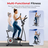 Sunny Health & Fitness Essential Smart 2-in-1 Cross Trainer Elliptical Bike, Magnetic Training Machine for Adult/Seniors Home Gym Cardio Exercises, Free SunnyFit App Bluetooth Connection - SF-E322004