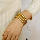 A Golden Cloud Gold Bangle Bracelets For Women Non Tarnish 14k Gold Plated Stackable Chunky Gold Bracelet Set Stretch Trendy Elastic Snake Chain Bracelet (gold)