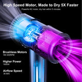Hair Dryer, 180000 RPM High-Speed Blow Dryer, 1600W Low Noise Brushless Motor, Negative Lonic Professional Care Hair Dryer, 4 Thermo-Control with Magnetic Diffuser and Nozzle for Travel, Salon(Black)