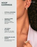 PAVOI CZ Chunky Thick Hoop Earrings for Women, 14K Gold Plated, Yellow Gold