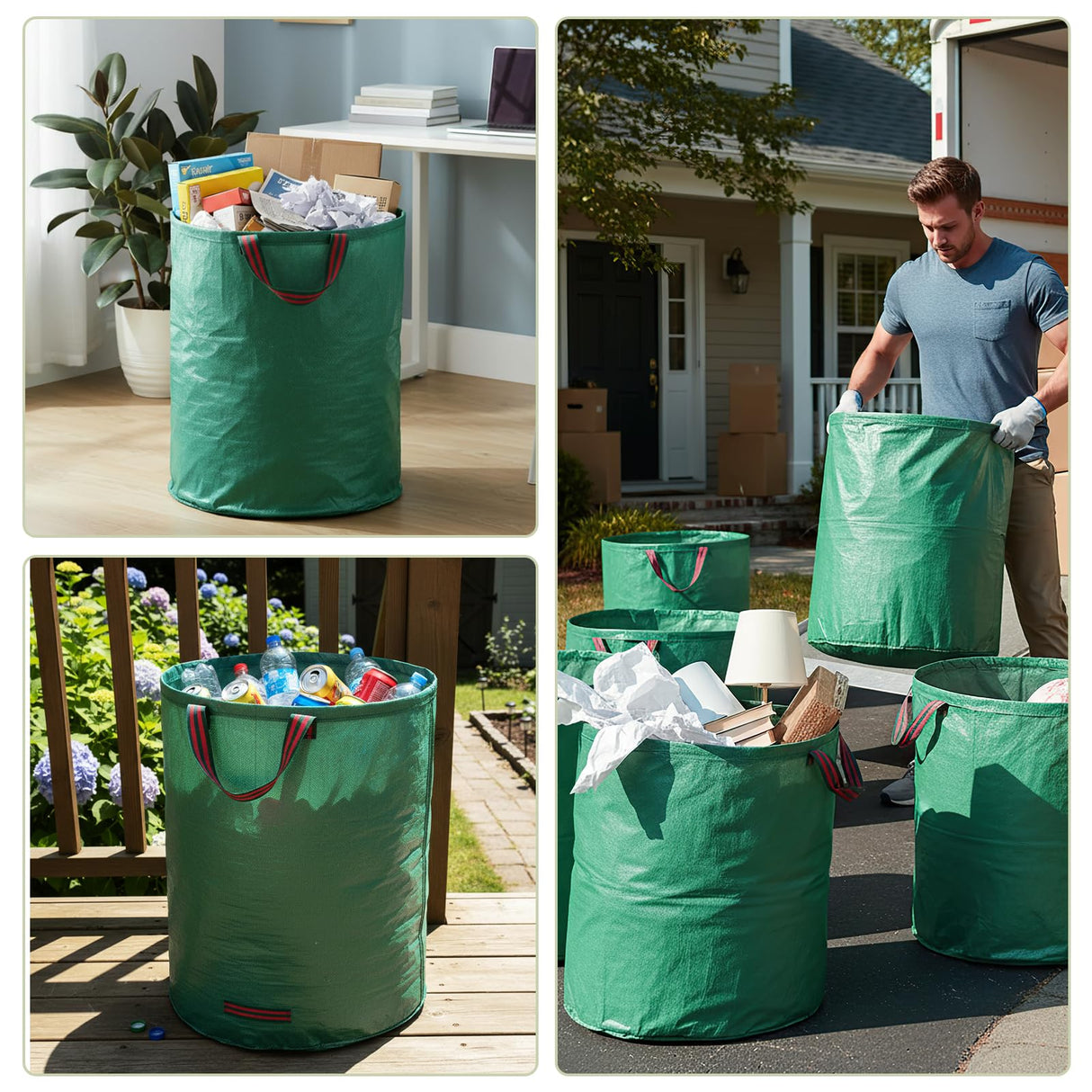 Dntorx 72 Gallons Leaf Bags Lawn Bags, 3 Packs Reusable Yard Waste Bags With Reinforced Handles, Collapsible Garden bag For Leaves,Grass,Storm Debris,Construction Waste, Standable&Foldable