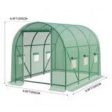 10×7×7 FT Greenhouses for Outdoors Heavy Duty, Large Walk in Green Houses for Outside with 6 Ventilated Mesh Windows & Roll-up Door & Reinforced Frame