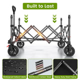Blomoba Collapsible Wagon Cart with Wheels, 330lbs Heavy Duty Wagon, Black