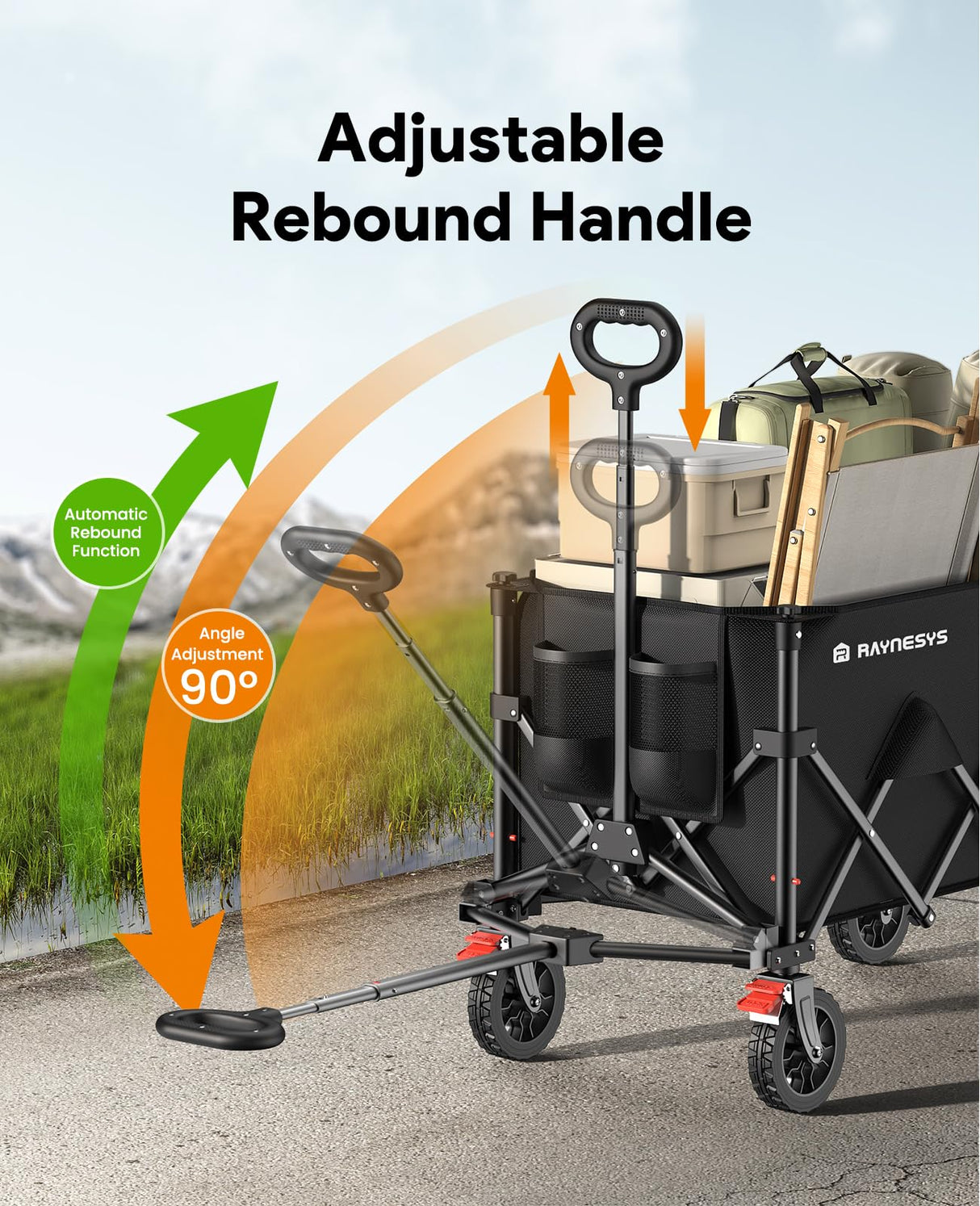 180L Wagons Carts Foldable with Wheels and Brakes for Camping Grocery