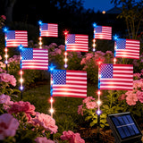 UMEUC 8 Pack Solar American Flag Lights Outdoor,American Flag Pathway Lights, Solar Flag Lights, Auto On/Off 8Modes IP65 Waterproof, 4th of July Decorations Outdoor for Yard Garden Memorial Day 250Th