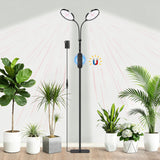 Dual Head Grow Light for Indoor Plants, Full Spectrum Floor Standing Plant Light, Remote Control & 4/8/12/18H Timer, 3 Modes 10 Dimmable Levels, Stable Base for Tall Plants Succulents Herbs, Black