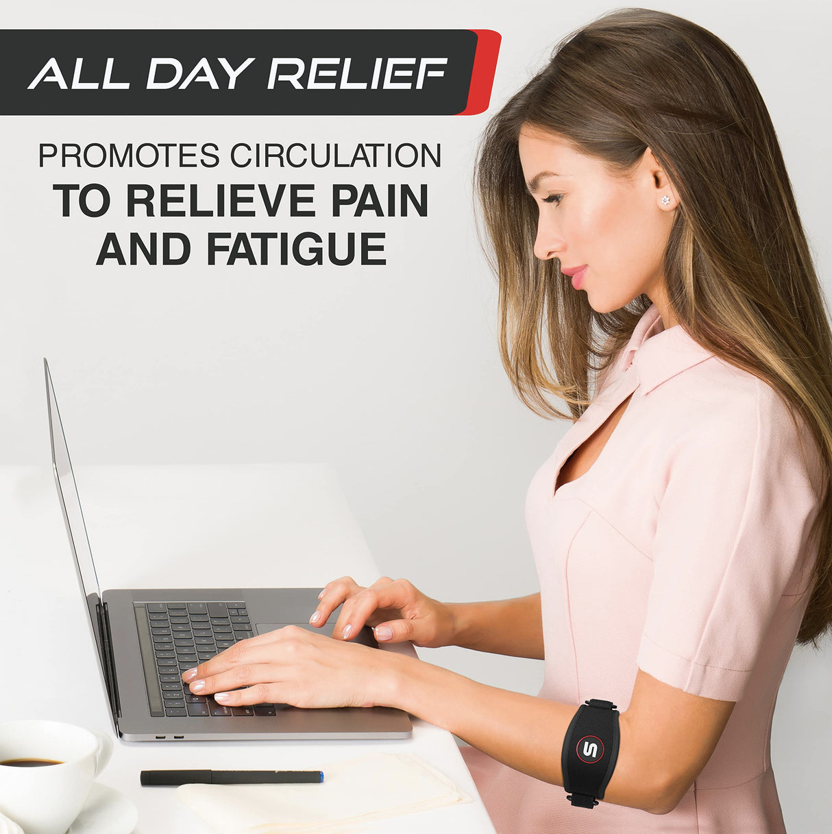 Sleeve Stars Tennis Elbow Brace for Women - Adjustable Tennis Elbow Strap, Golfers Elbow Brace for Men, Counterforce Brace for Tennis Elbow for Tendonitis Relief, Fits 9"-23" (Pair/Black)