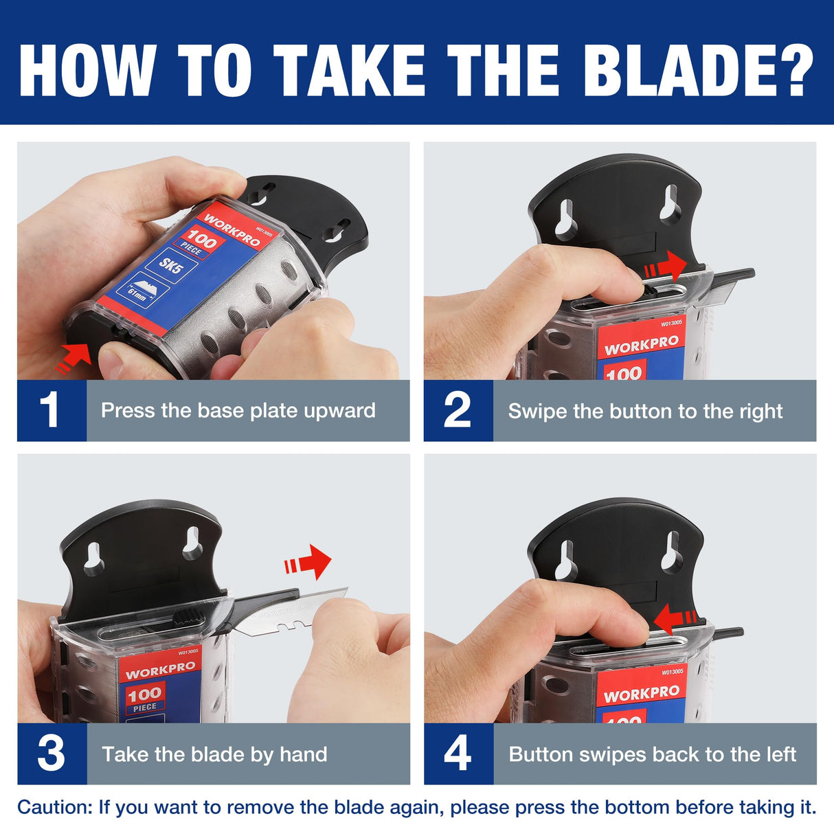 WORKPRO 200-Pack Utility Knife Blades with Dispenser, SK5 Steel Box Cutter, Standard Blades for Utility Knife Replacement
