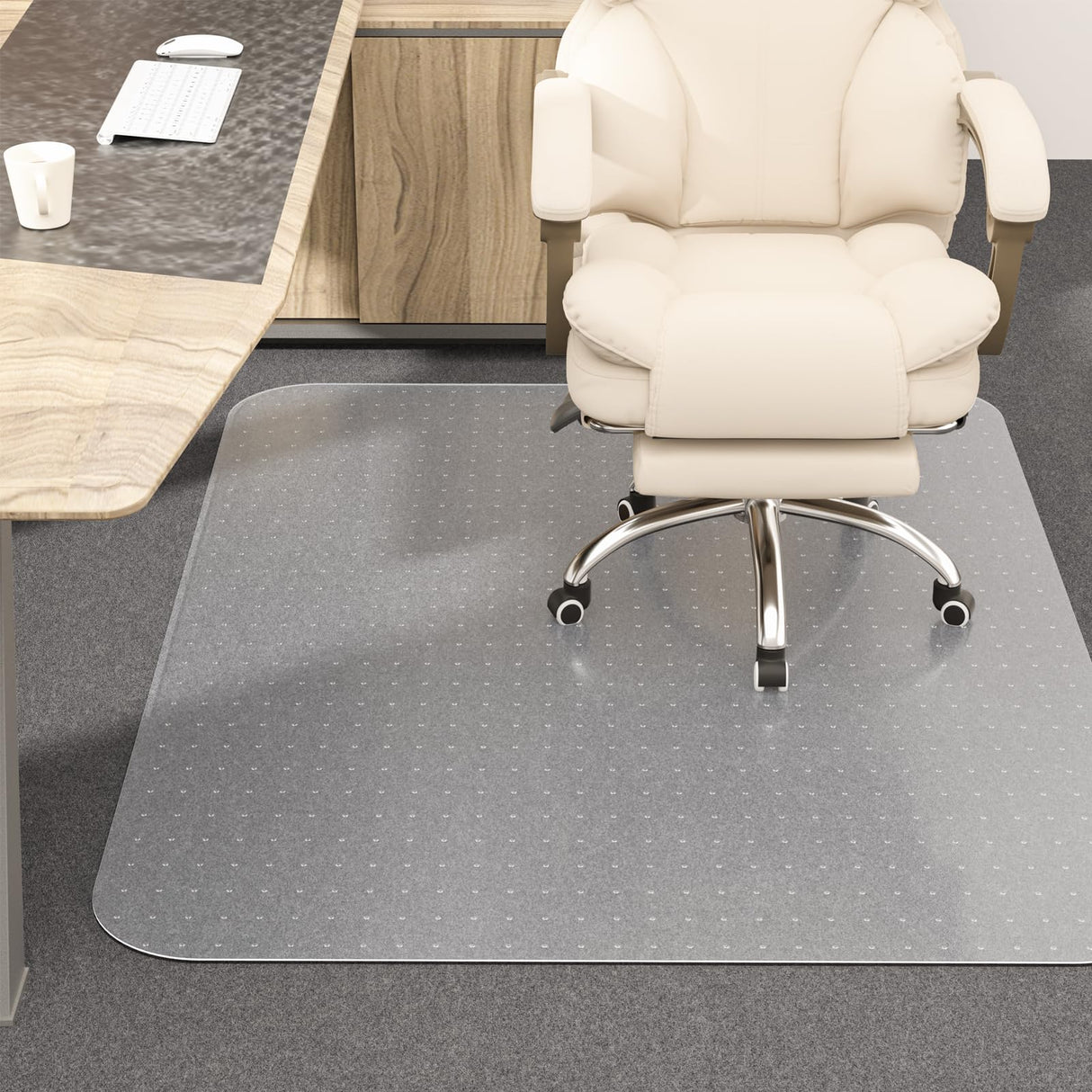 MESHDO Office Chair Mat for Carpet, 36" X 48" X 0.09" Desk Chair Mat for Carpet Floors, Clear and Thick Rolling Computer Chair Mats with Non-Slip Studded for Home and Office Low Pile Carpets