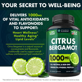 3 Pack Citrus Bergamot Extract 1000mg, Supplement for Heart, Immune System Support, and Healthy Aging - Pure 360 Vegan Capsules