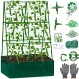 Tidponra Cucumber Trellis for Garden, 34 X 47 Inches A Frame Gardening Trellis with Fabric Raised Garden Bed, Climbing Net and Plant Support Clips for Climbing Plants