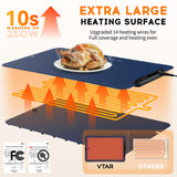 VTAR Rollable Electric Food Warming Mat | 3-Temp Buffet Tray Warmer for Parties | Even Heating, Portable Silicone Design, Auto Shut Off & Child Lock- Blue