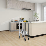HARDURA Stainless Steel Commercial Work Table with Wheels Prep & Work Metal Table 30×12 Inches Heavy Duty NSF with Casters and 2" Backsplash