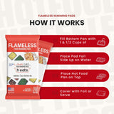 Flameless Food Warmers (6 Pack) – Disposable Pads to Keep Food Warm – Half Size Pan Warmers for Catering, Buffet, Parties & Chafing Dishes