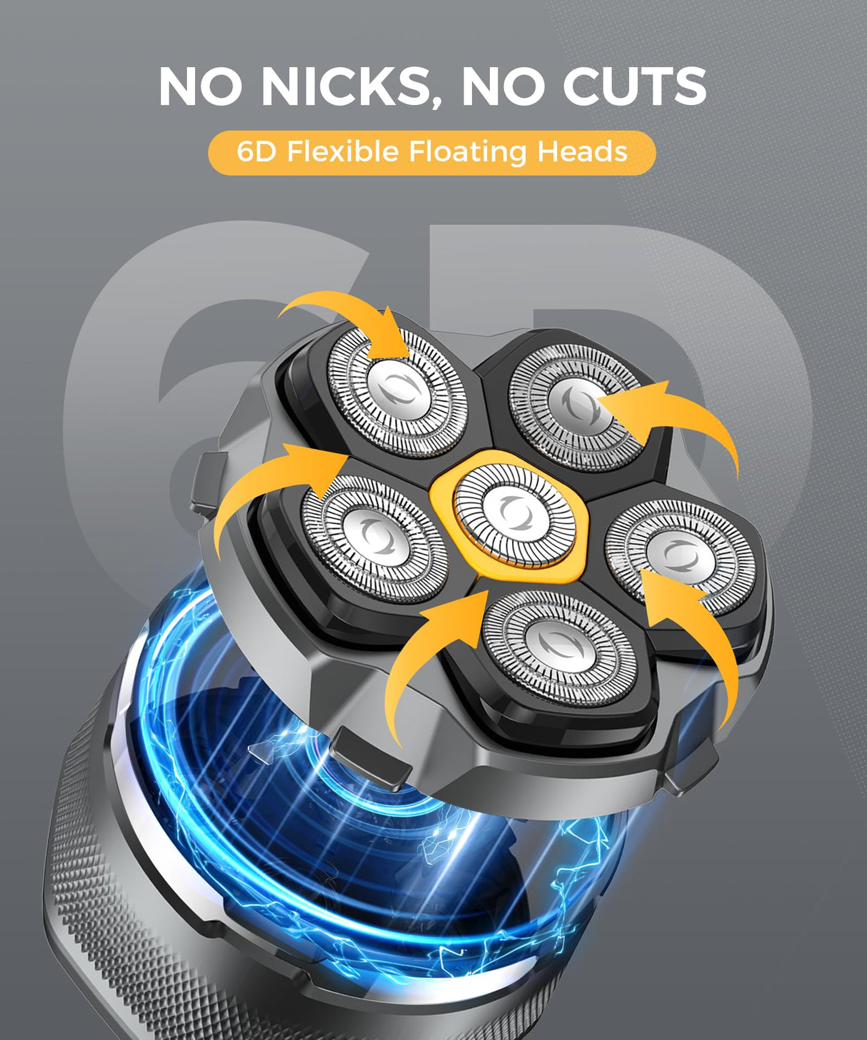 Head Shavers for Bald Men，Newly Designed Magnetic 6D Electric Razor, IPX8 Waterproof Dry/Wet, 10000 RPM High Speed Motor for Fast Shaving, USB-C Cable and Storage Bag for Home & Travel