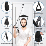 Fanwer Upgraded Neck Stretcher Cervical Neck Traction Device,Double Ratchet Neck Tension Relief Portable Over The Door Device,for Physical Therapy,Neck Pain Relief, Vertebrae Disk Herniation,Black
