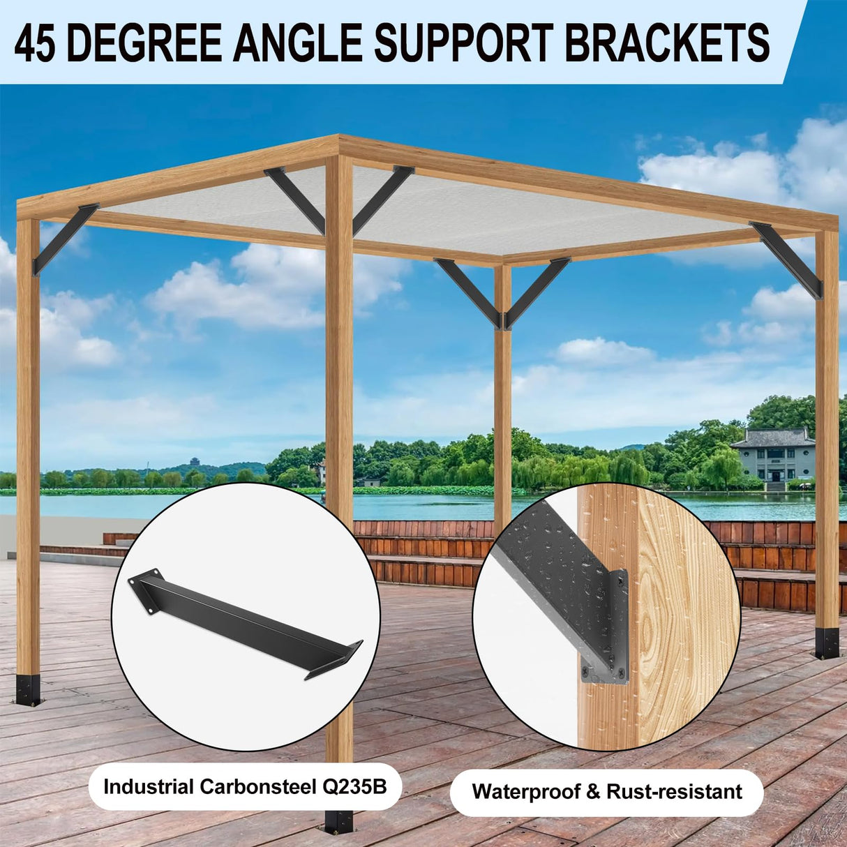 8 Pcs 45 Degree Angle Support Brackets for Pergola