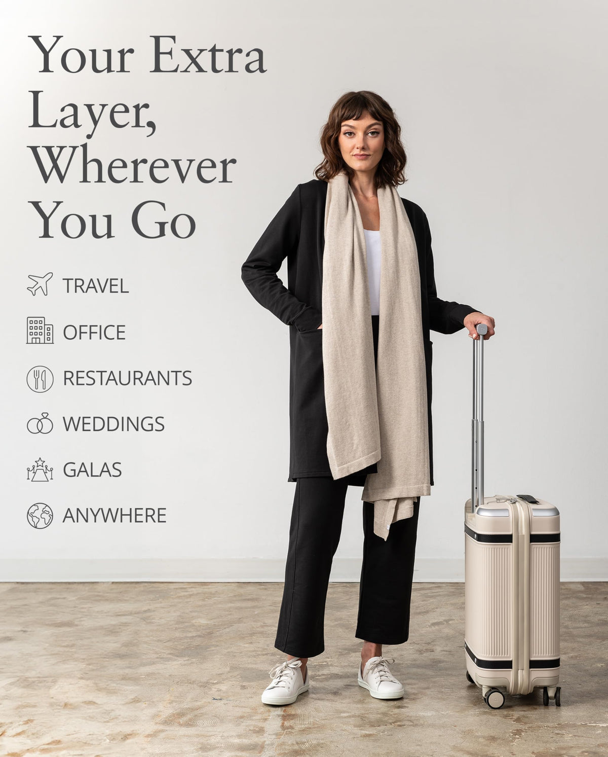 zestt Dreamsoft Travel Scarf, Wrap and Shawl, Organic Cotton, Birch
