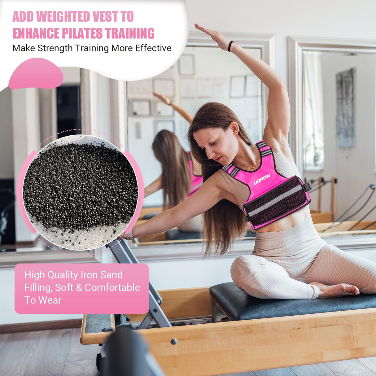 Adjustable Weighted Vest for Women, 6-12 Lbs Rucking Vest with 6 Ironsand Weights, Best Weighted Vest with Plus Pockets & Reflective Strips for Running, Walking, Workout and Strength Training