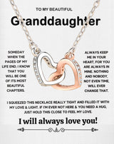 MGOOL Gifts For Granddaughter Necklace From Grandma Grandpa To My Granddaughter Necklace Christmas Graduation Birthday Gifts With Message Card & LED Box (925 sterling silver, 683-Double Heart01)
