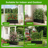 MQHUAYU Large Cucumber Trellis with Grow Bag, 65" Tall Metal Garden Trellis for Climbing Plants Outdoor, Reusable Cucumber Trellis for Raised Bed with Netting for Tomatoes, Peas, Grapes Plant Support