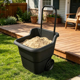 15 Gallon Rolling Garden Cart, Durable Resin Multi-Purpose Yard Cart, Retractable Handle and 7 Inch Wheels, Outdoor Utility Cart for Gardening, Lawn and Home Hauling (Black)