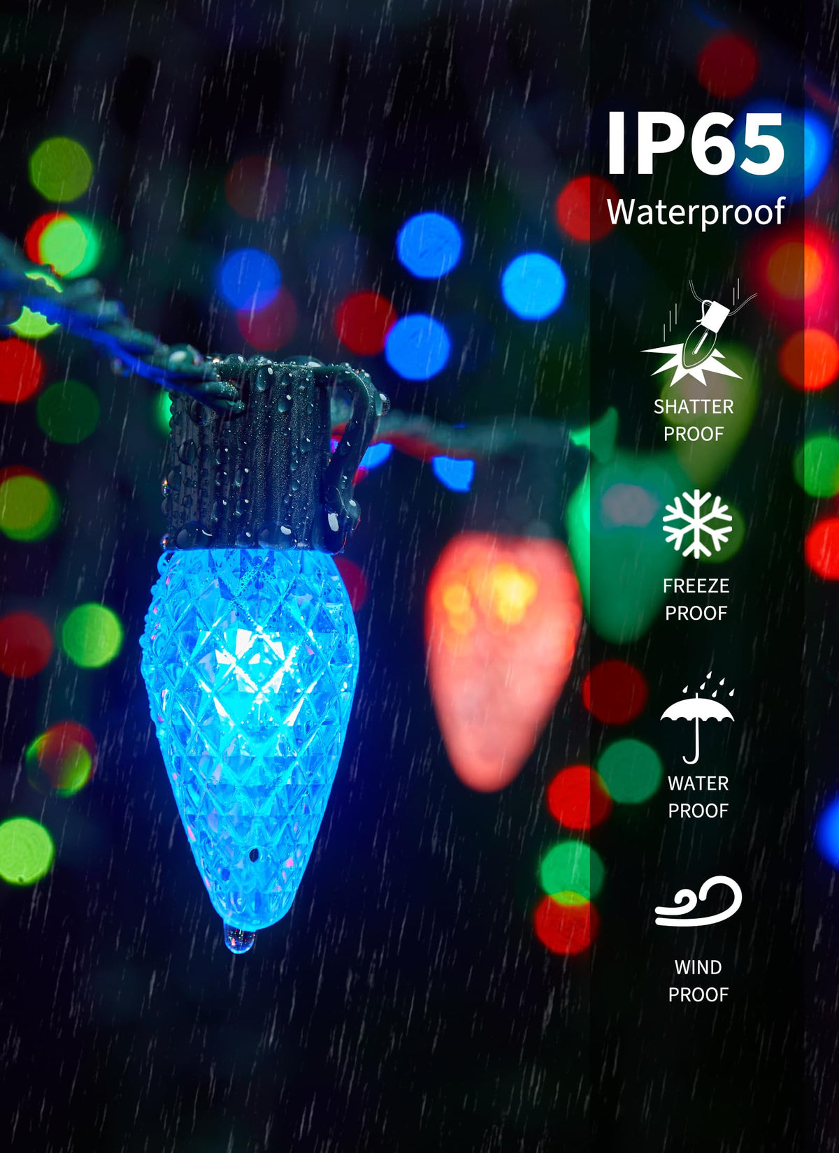 Brightown Smart C9 Christmas Lights Outdoor, 100 LED Christmas Color C ...