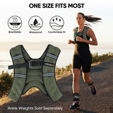 APEXUP Weighted Vest with 5lbs/10lbs/15lbs/20lbs/25lbs/30lbs Weights and Reflective Stripe, Weight Vest Men Women for Workout, Strength Training, Running (Green, 10lbs)