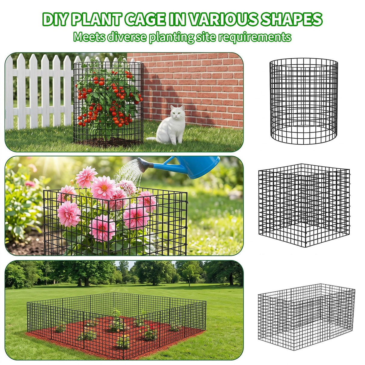 PASARA 10 Pack Plant Protectors from Animals, 13 Inch Round Cloche Plant Cages with Sturdy Chicken Wire Mesh, Garden Cages to Keep Animals Out for Vegetables & Flowers, Includes Support Stakes