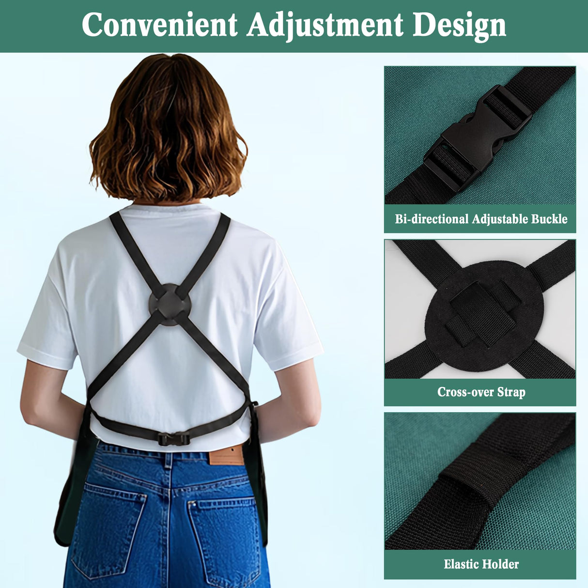 LUCKIPLUS Gardening Apron, Garden Apron for Women with Pockets, Waterproof 600D Heavy Duty Cross Back Work Tool Aprons for Men Gardeners Painting