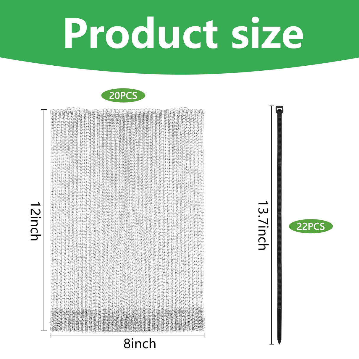 20 Pcs 8 x 12 Inch Stainless Steel Fruit Protection Bag, Wire Cover Bag