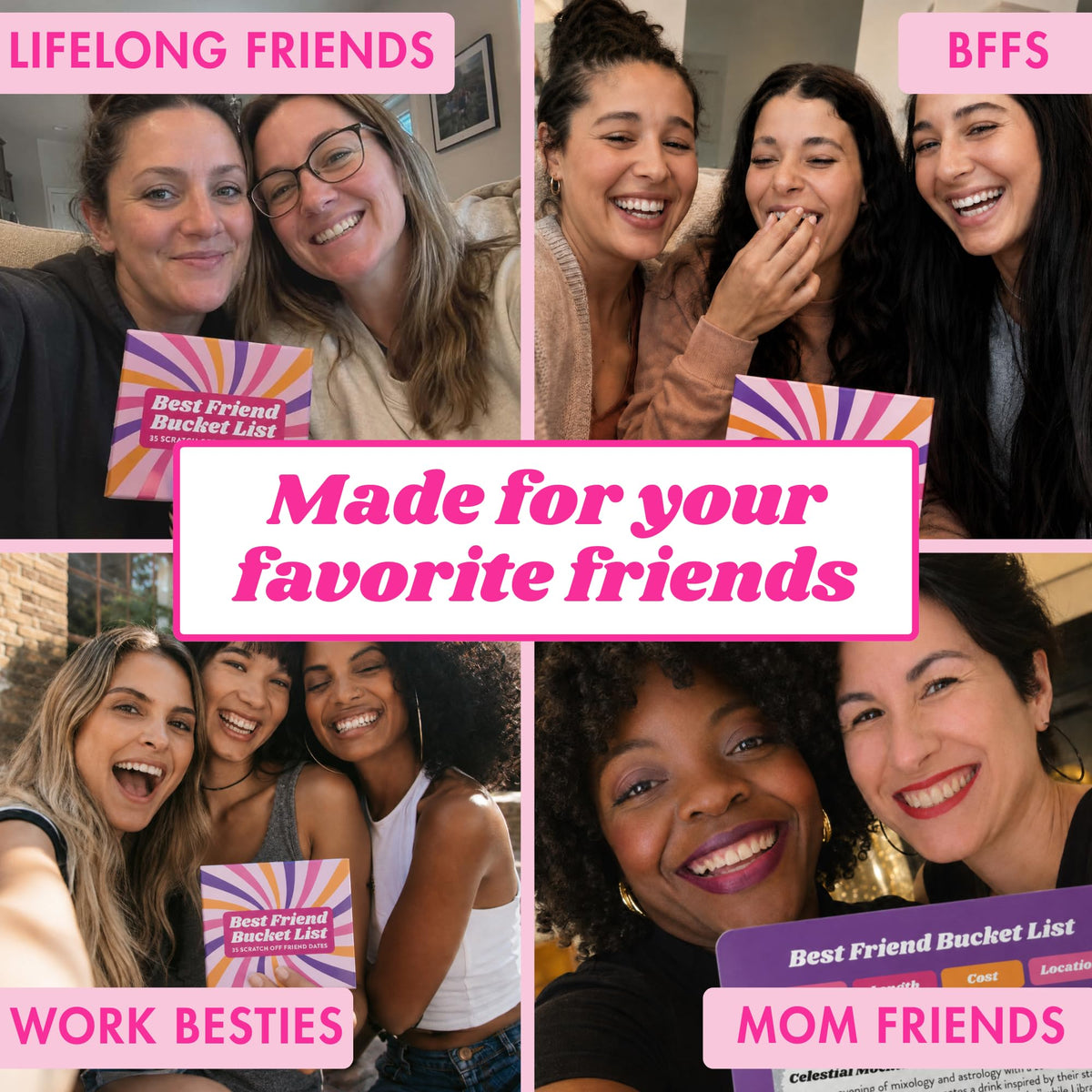Happy Duo Best Friend Bucket List 35 Scratch Off Cards for Friends – Fun Adventure Date Ideas for Women, Besties & BFFs – Friendship Gift for Birthdays