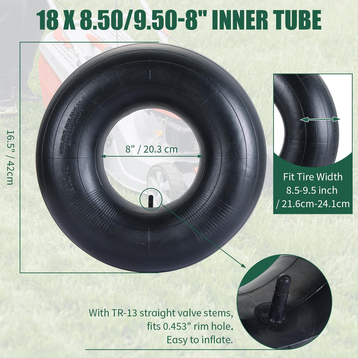 FLKQC 2Pcs 18X8.50/9.50-8 Inner Tubes with TR-13 Valve Stem