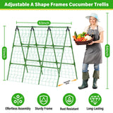Sunwinx 53x51 Inch Cucumber Trellis for Raised Bed, Adjustable A-Frame Garden Trellis for Climbing Plants Outdoor with Climbing Net, Meal Plant Trellis for Vegetables Pea Bean Tomato Grape Squash