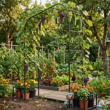 GARDFANCY Garden Arch with Planter Boxes, Metal Arbor Trellis for Climbing Plants Outdoor, Heavy Duty Iron Archway for Wedding Ceremony Party Backyard Lawn Patio Decor, Black