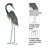 Kircust Garden Crane Statues, Standing Metal Patina Heron Decoy Weather-Resistant and Rustless Outdoor Statue, 42-46 Inch Bird Yard Art for Patio Lawn Pond, Set of 2