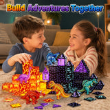 GobiDex Magnetic Tiles Lava & Cave Dinosaur Toys for Kids 3-5 5-7