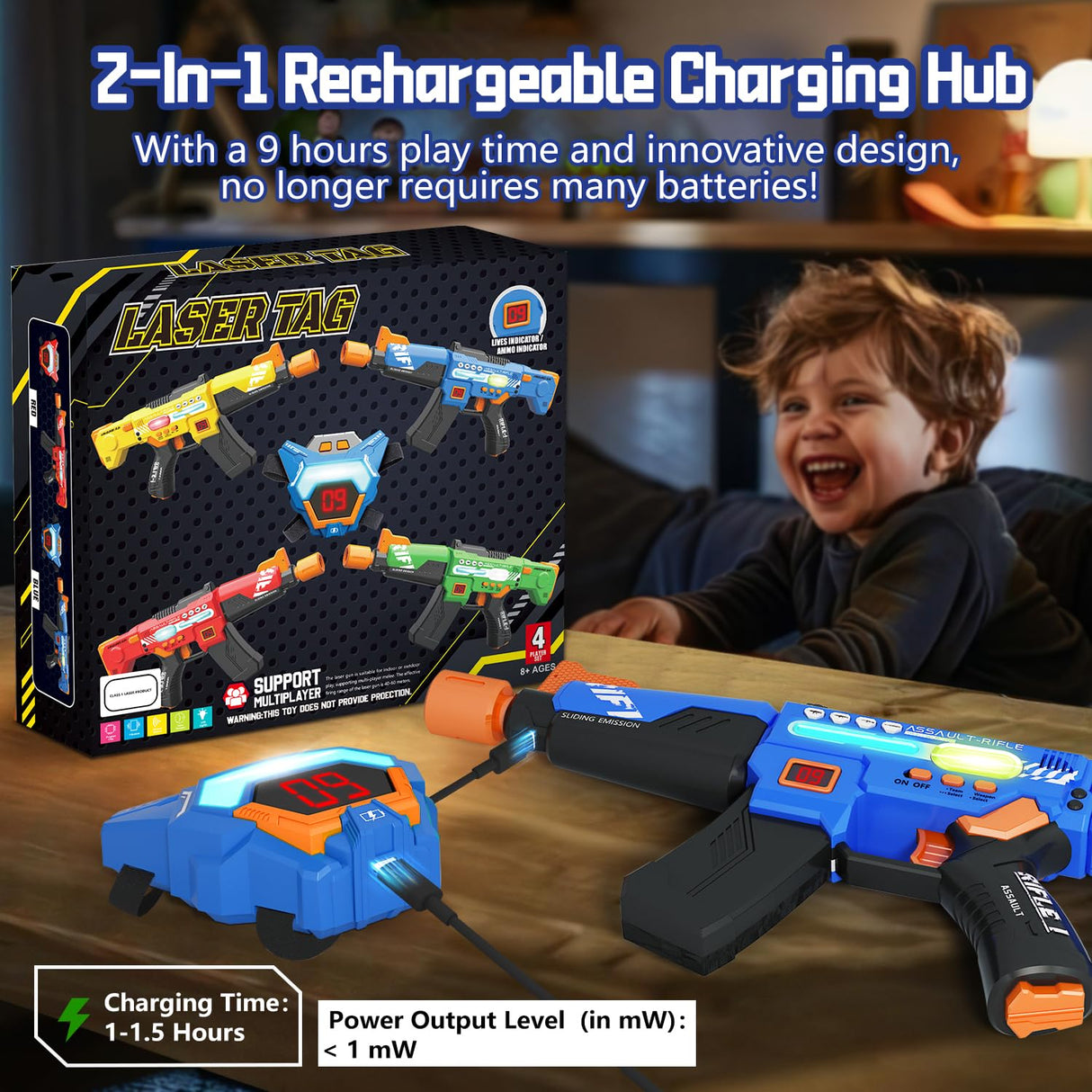 inodoo Rechargeable Laser Tag Guns Set of 4 with LED Digital Multi-Functional Vests Birthday Gifts Toys for Kids Boys Girls 8 9 10 11 12+ Years Old Christmas