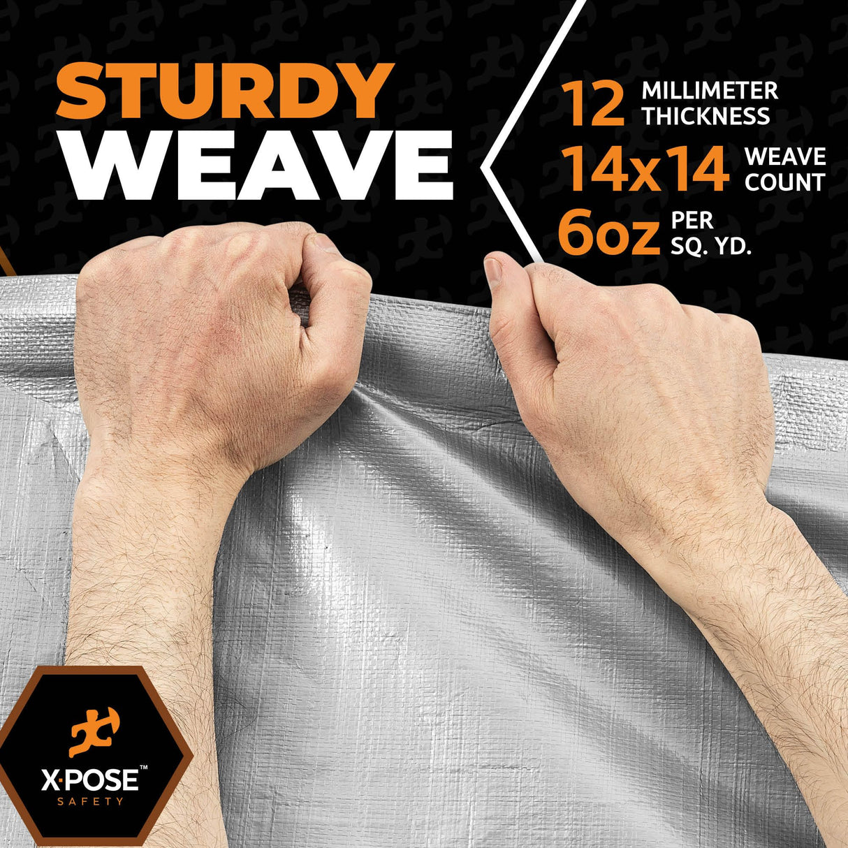 Heavy Duty Silver Poly Tarp 50' X 50' - Multipurpose Protective Cover - Durable, Waterproof, Weather Proof, Rip and Tear Resistant - Extra Thick 12 Mil Polyethylene - by Xpose Safety