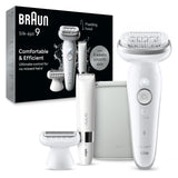 Braun Silk-épil 9 Epilator, Pivoting Head, Wet and Dry, Includes Body Trimmer, Shaver Head and Trimmer Comb,SES9-441