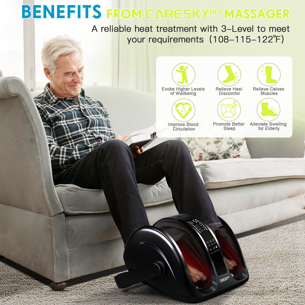 CARESKYpro FSA HSA Eligible Foot Massager for Neuropathy, Feet Massager with Heat, 3-Heating for Circulation and Pain Relief, Deep Kneading Rolling for Calf-Leg-Arm Relaxation, Plantar Fasciitis