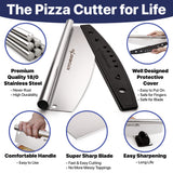 16-Inch Pizza Cutter Rocker Blade, 304 Stainless Steel Slicer Knife, Silver