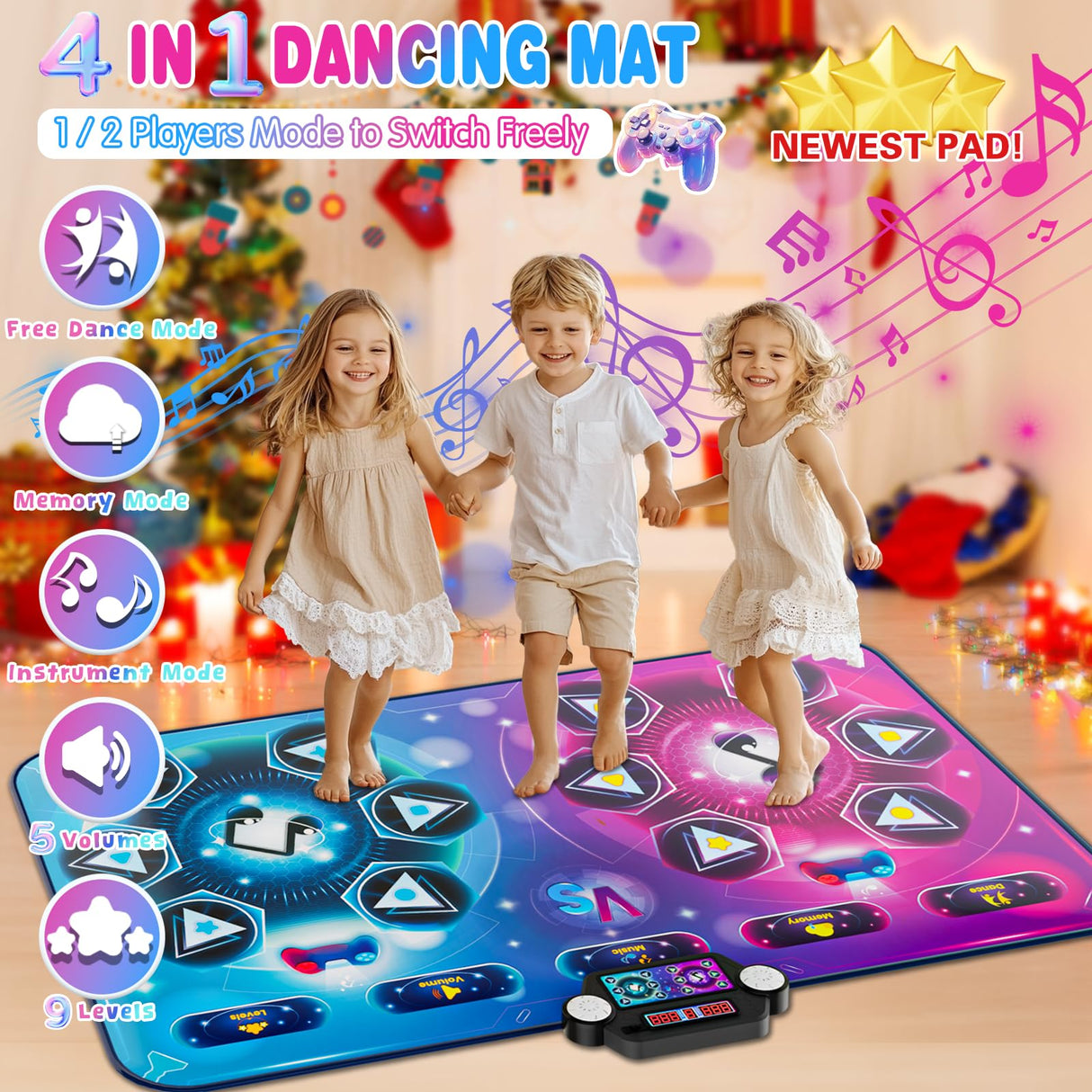 maysida Dance Mat Toy Gift for Kids ages 3-12, Dancing Music Playmat with 12 Key, Large Size (59*38 in), Double User Challenge Game Christmas Birthday Gift for Girls Boys 5 6 7 8 9 10 11 12 Year Old