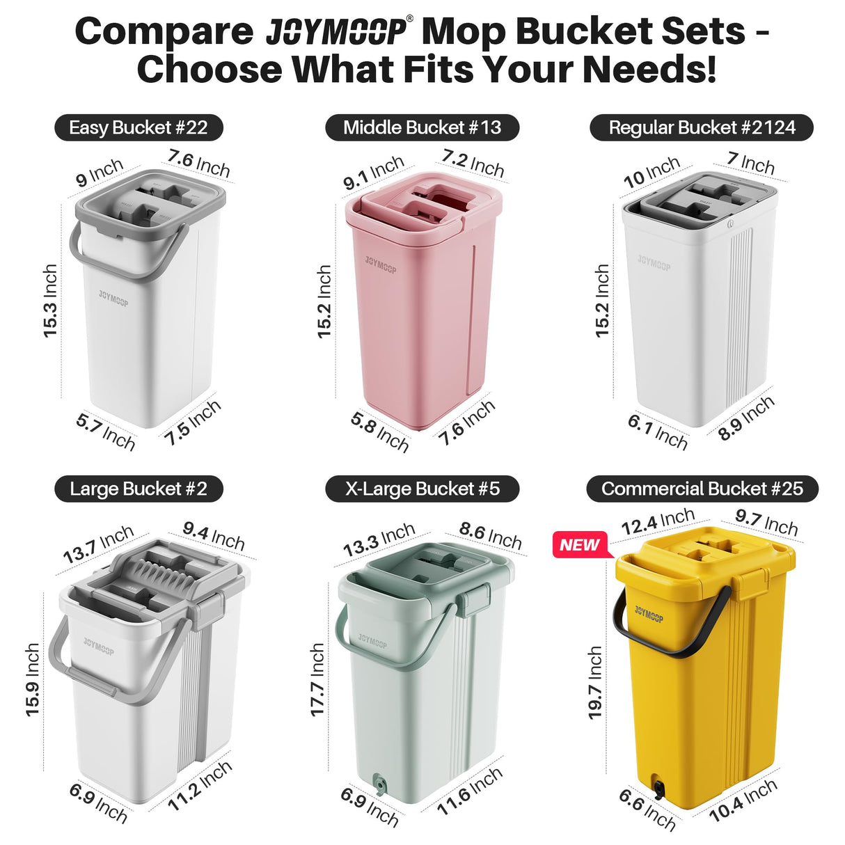 JOYMOOP Mop and Bucket Set with Wringer, Flat Mops for Floor Cleaning, Wall Mop Cleaner with Long Handle, Hardwood Floor Mop with 4 Microfiber Pads